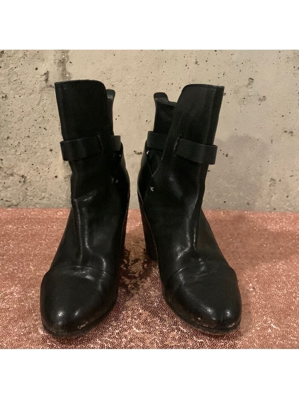 Rag & Bone Black Leather Kinsey Slip On Ankle Booties Size - Euro 40